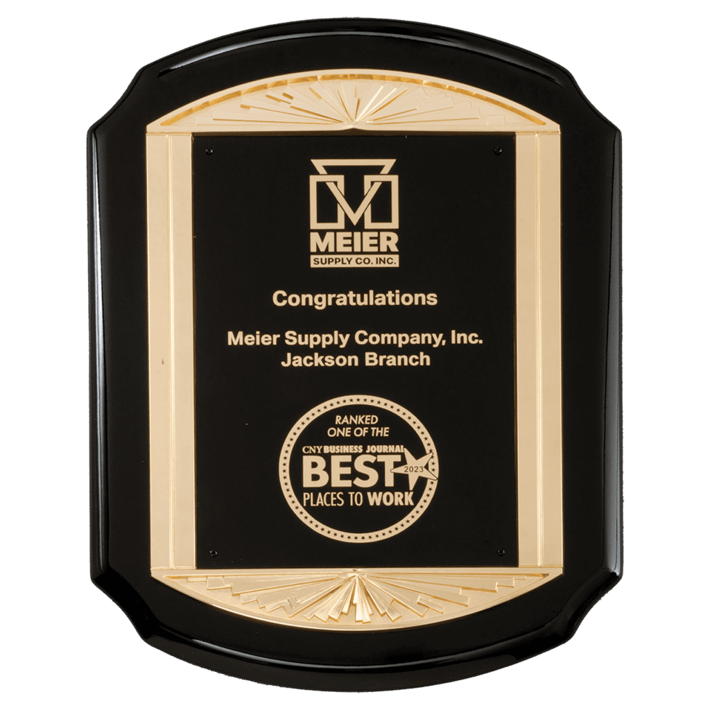 11" x 15" Black High Gloss Plaque with Metal Gold Sunburst Frame Casting and Black LaserFX Plate