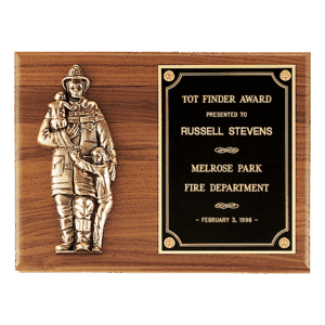 9" x 12" American Walnut Plaque with Firefighter Relief and Black Brass Plate