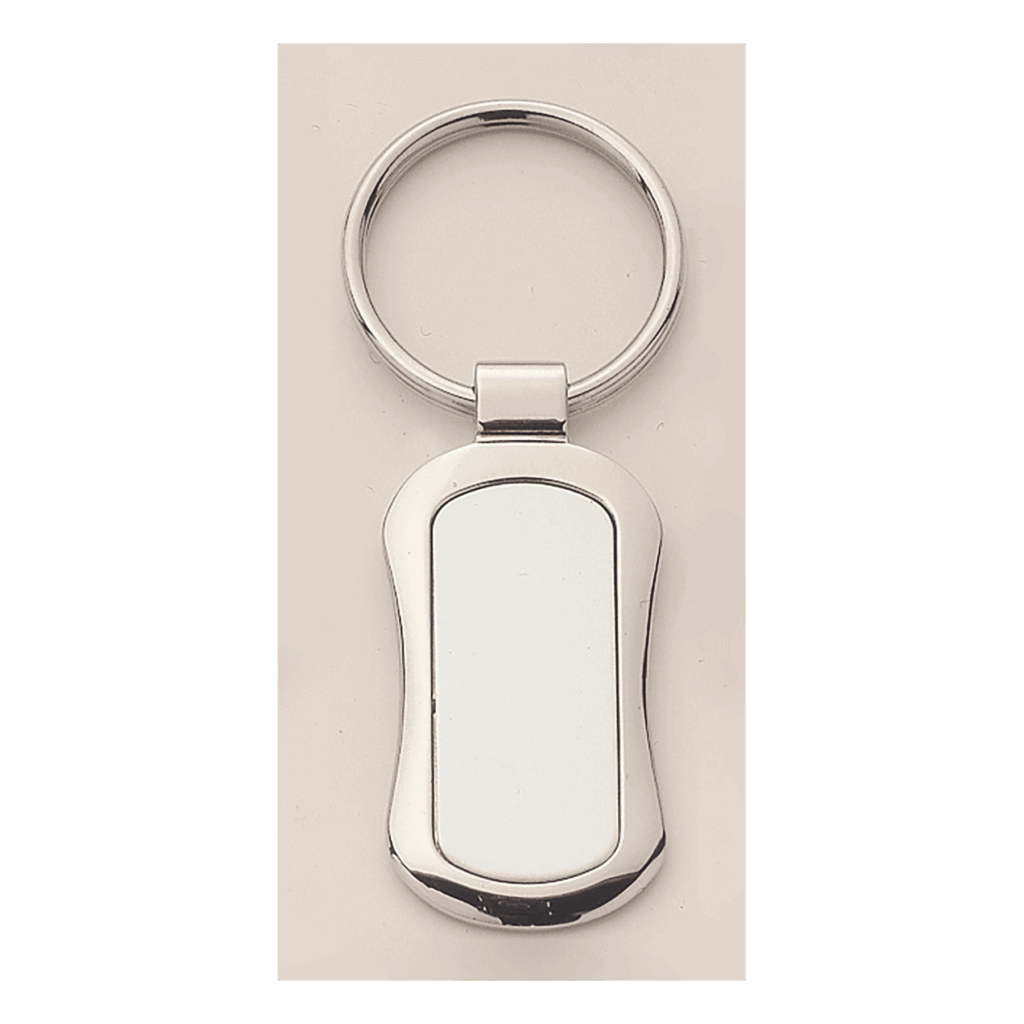 1" x 3 1/4" Polished Silver Key Ring with Matte Silver Laserable Anodized Aluminum Insert
