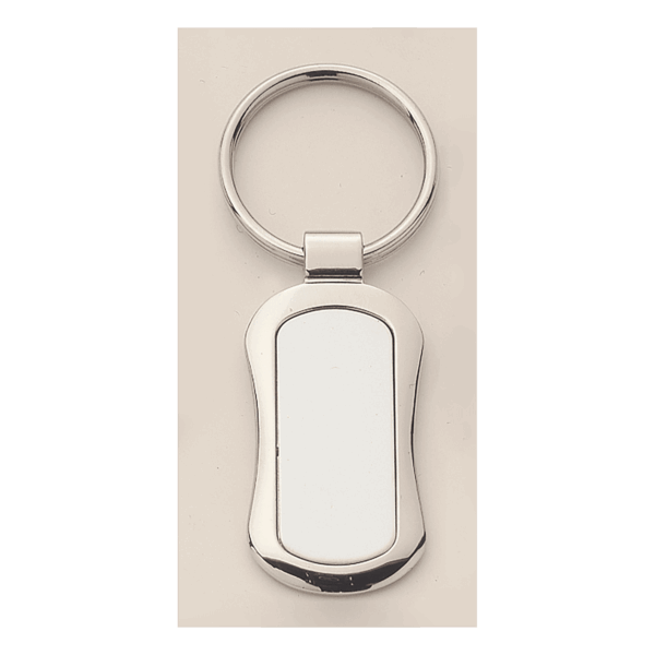 1" x 3 1/4" Polished Silver Key Ring with Matte Silver Laserable Anodized Aluminum Insert