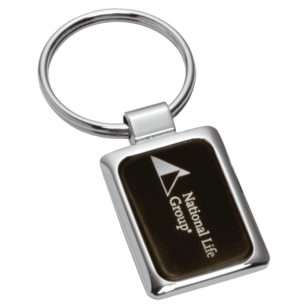 1" x 2 3/4" Chrome Plated Key Ring with Black Aluminum Insert