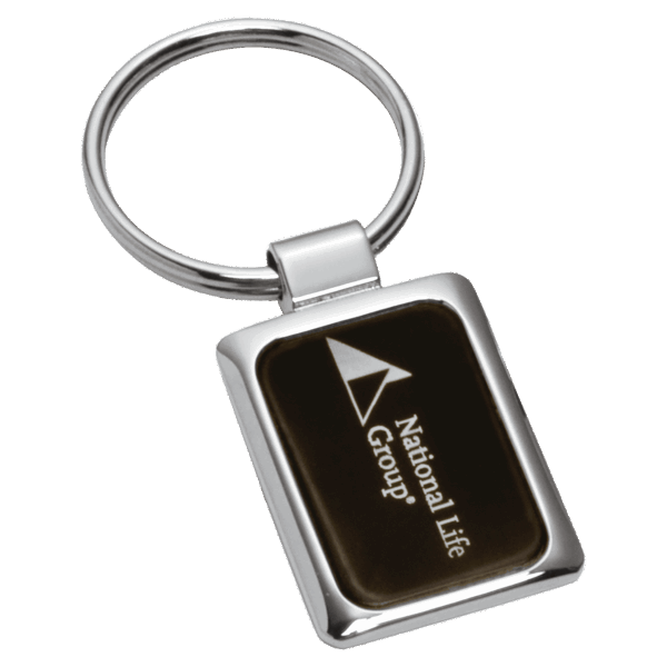 1" x 2 3/4" Chrome Plated Key Ring with Black Aluminum Insert
