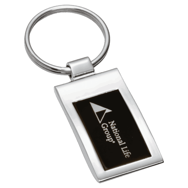 1" x 3 1/4" Chrome Plated Key Ring with Black Aluminum Insert