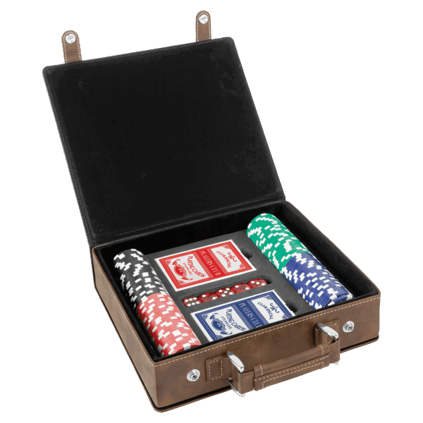 Rustic/Gold Laserable Leatherette 100 Chip Poker Set