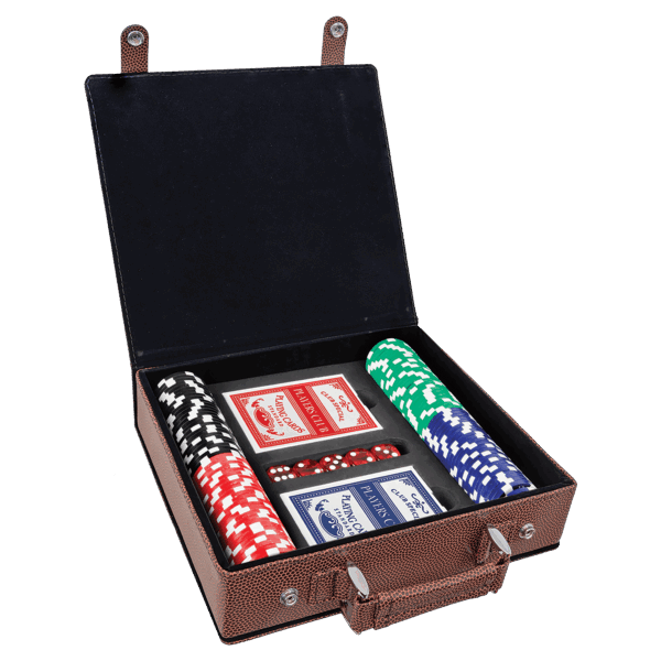 Football Laserable Leatherette 100 Chip Poker Set