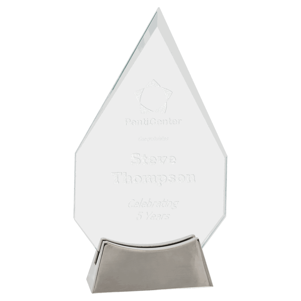 8 1/2" Diamond Platinum Glass with Full Metal Base