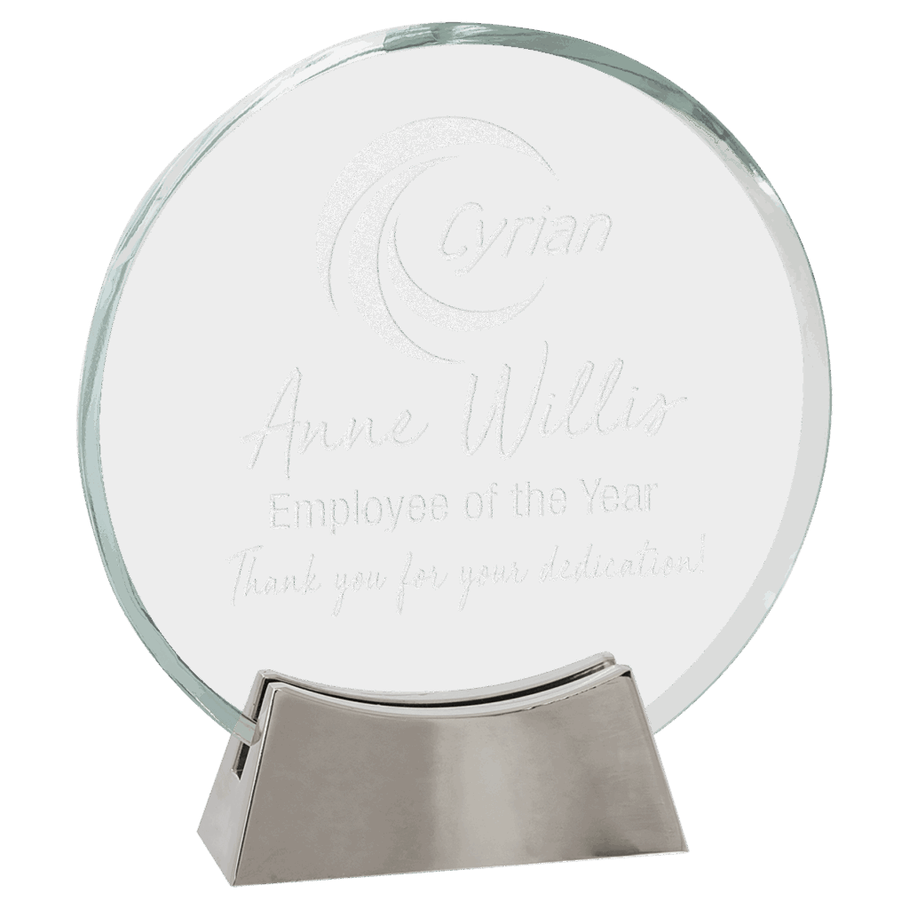 6 1/4" Round Platinum Glass with Full Metal Base