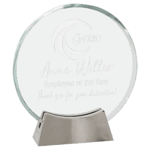 6 1/4" Round Platinum Glass with Full Metal Base