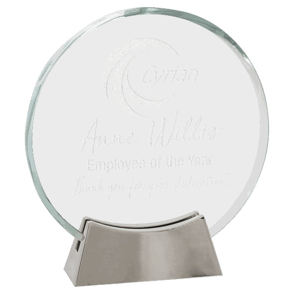 6 1/4" Round Platinum Glass with Full Metal Base