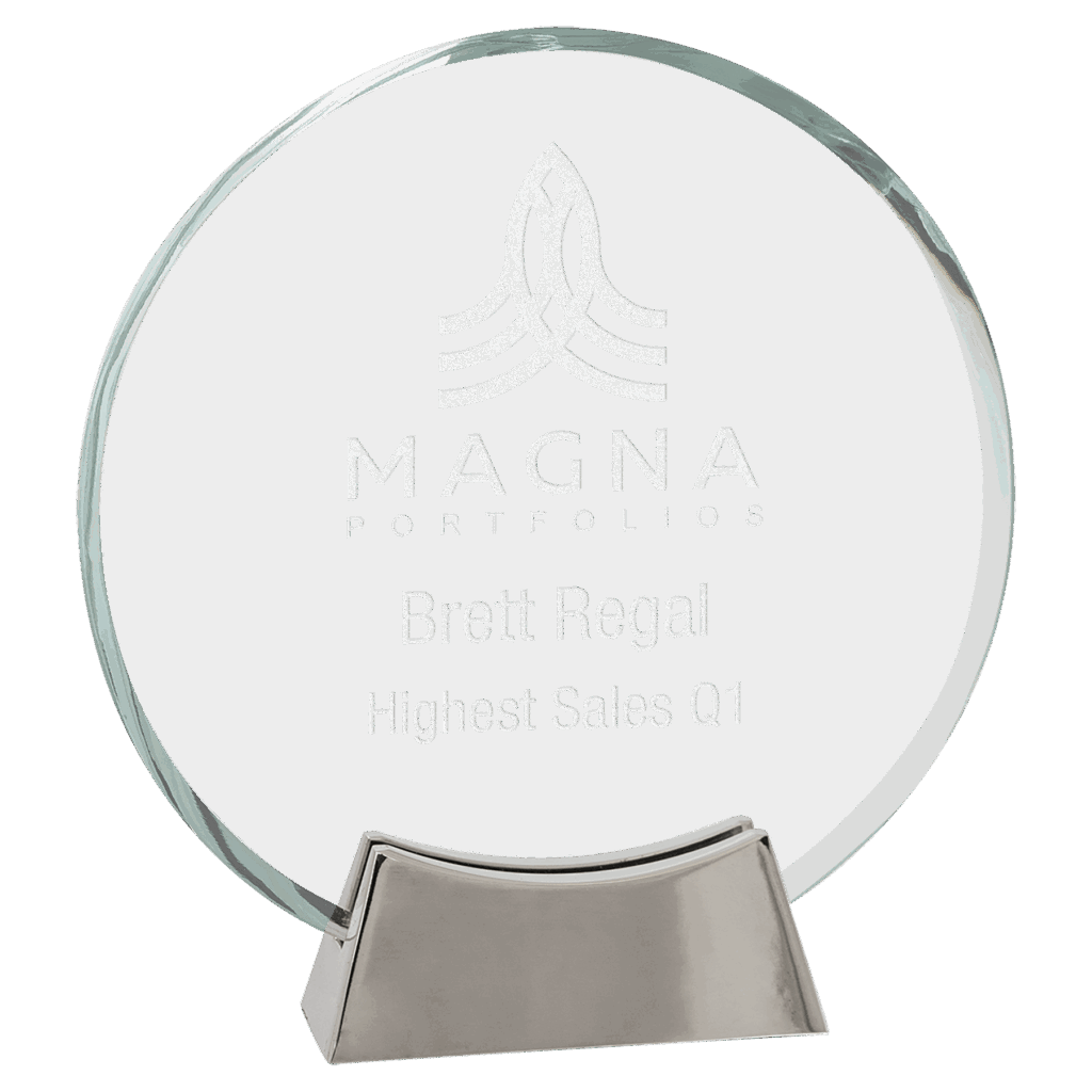 7 1/4" Round Platinum Glass with Full Metal Base