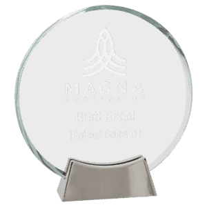 7 1/4" Round Platinum Glass with Full Metal Base