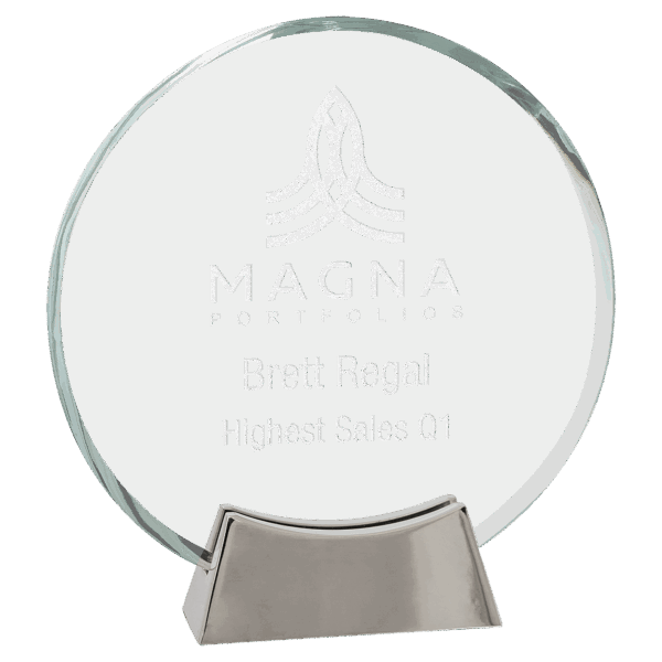 7 1/4" Round Platinum Glass with Full Metal Base