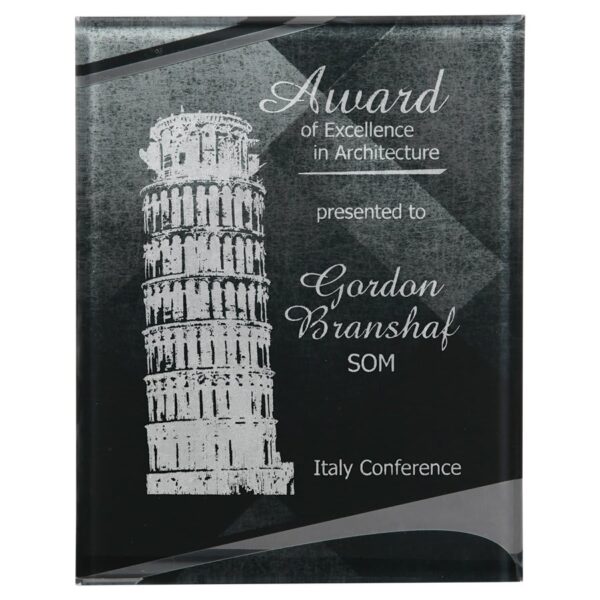 7 3/4" x 9 3/4" Black/Silver Apex Acrylic Plaque with Hanger