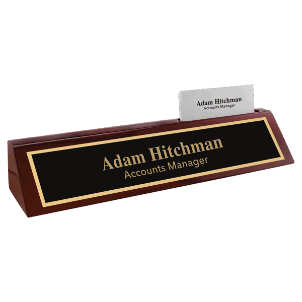 10 1/2" Rosewood Piano Finish Desk Wedge with Business Card Holder