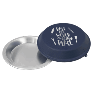 9" Aluminum Pie Pan with Navy Blue Lid