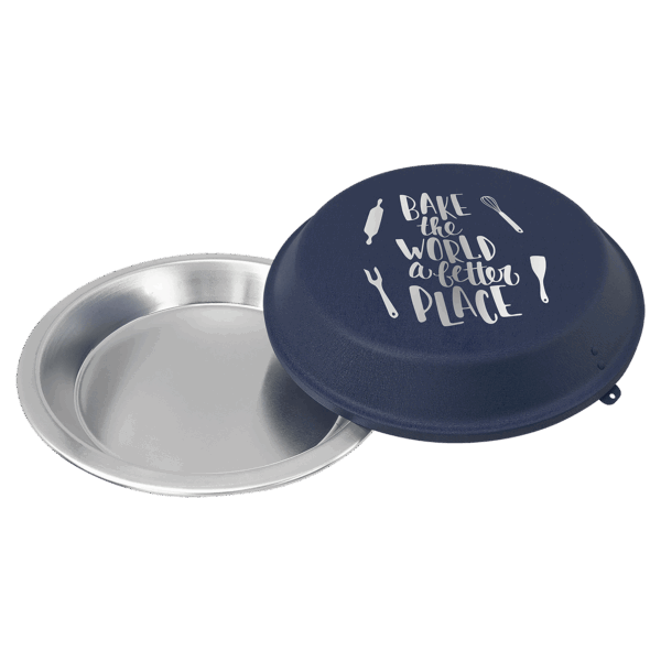 9" Aluminum Pie Pan with Navy Blue Lid