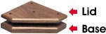 7 1/4" x 7 1/4" x 1" Cherry Finish Economy 3-Post Base