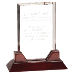 9 3/4" Rectangle Prestige Acrylic with Rosewood Piano Finish Base