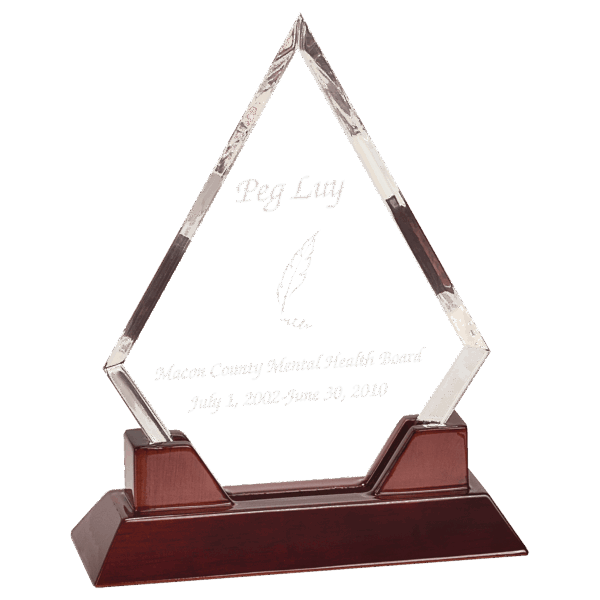 9 1/2" Diamond Prestige Acrylic with Rosewood Piano Finish Base