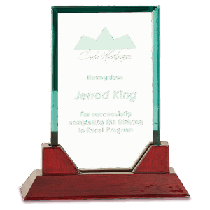 7 3/4" Jade Rectangle Prestige Glass with Rosewood Piano Finish Base