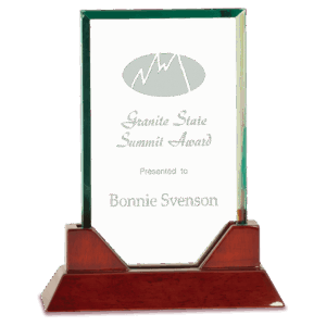 8 3/4" Rectangle Prestige Glass with Rosewood Piano Finish Base