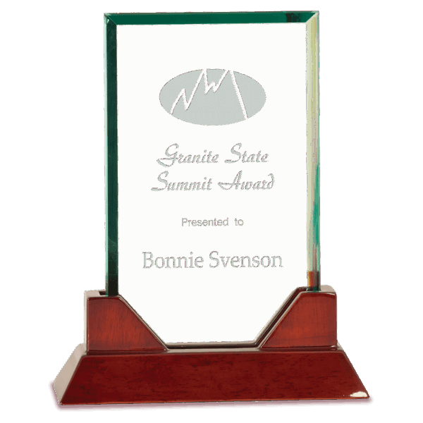8 3/4" Rectangle Prestige Glass with Rosewood Piano Finish Base
