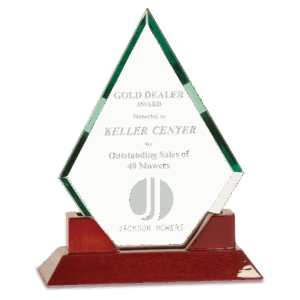8 1/2" Jade Diamond Prestige Glass with Rosewood Piano Finish Base