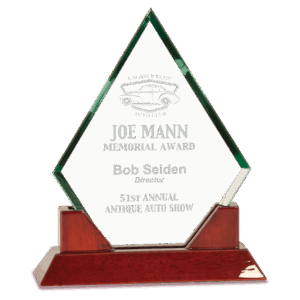 9 1/2" Jade Diamond Prestige Glass with Rosewood Piano Finish Base