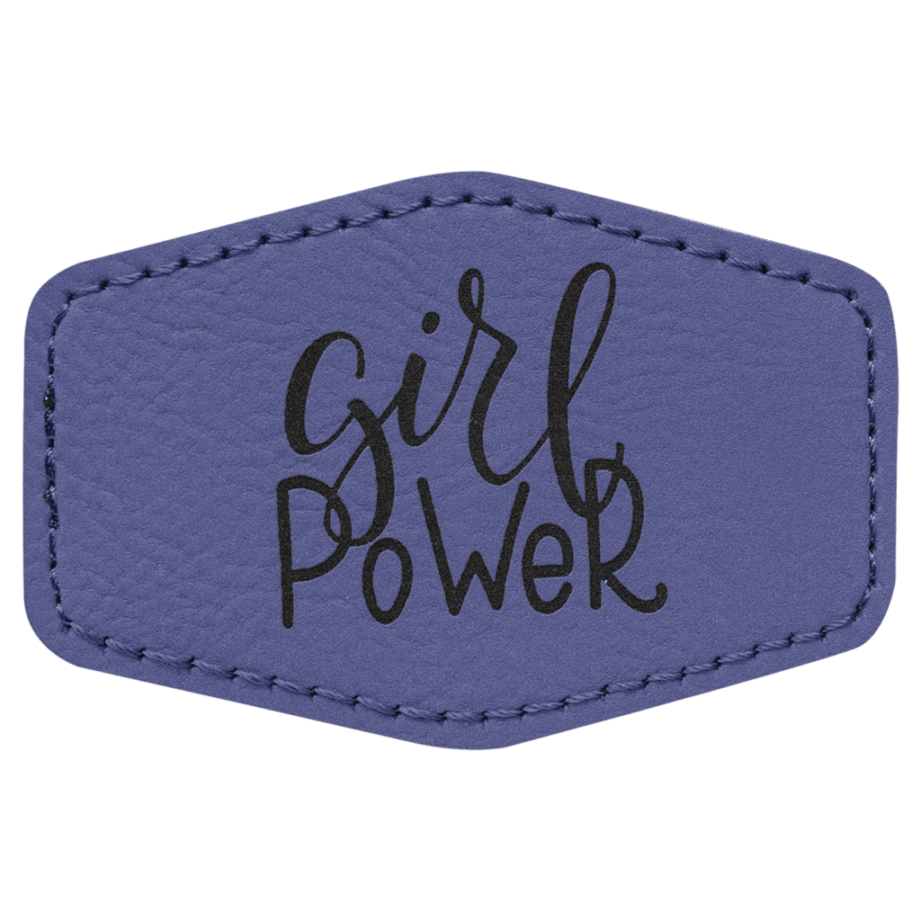 3" x 2" Hex Purple Laserable Leatherette Patch with Adhesive