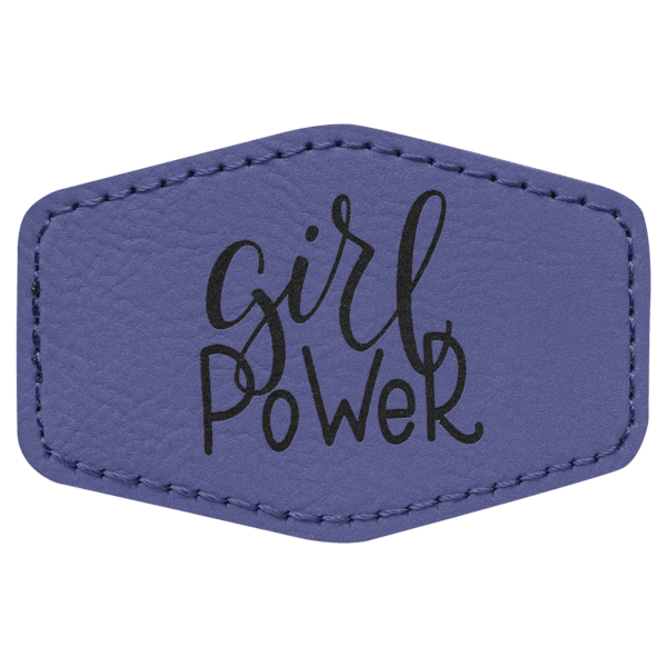 3" x 2" Hex Purple Laserable Leatherette Patch with Adhesive