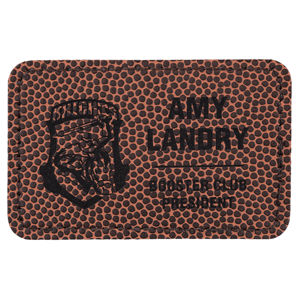 3" x 2" Football Laserable Leatherette Rectangle Patch with Kota Pro Adhesive