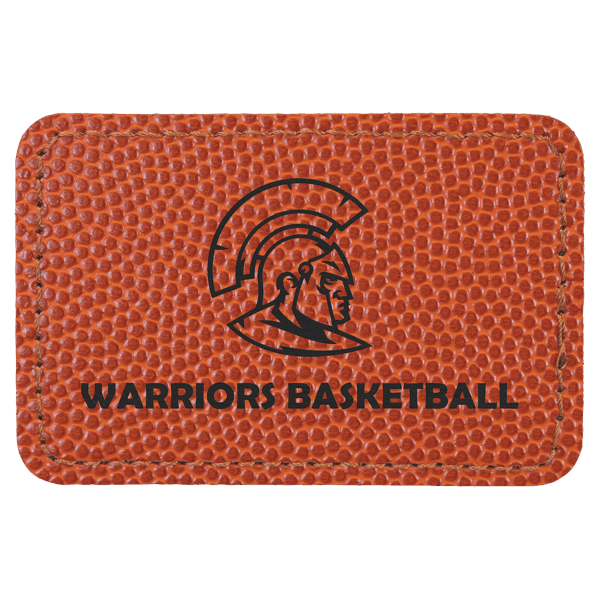 3" x 2" Basketball Laserable Leatherette Rectangle Patch with Kota Pro Adhesive