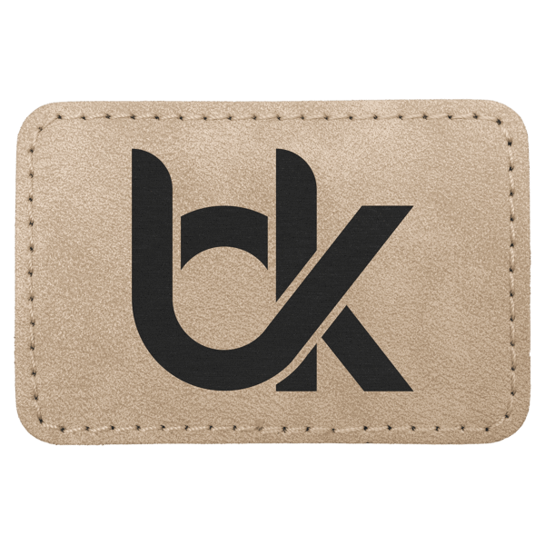 3" x 2" Light Tan Premier Laserable Leatherette Rectangle Patch with Kota Pro Adhesive - Creekside Collection