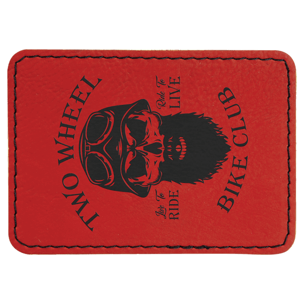 3 1/2" x 2 1/2" Rectangle Red Laserable Leatherette Patch with Adhesive