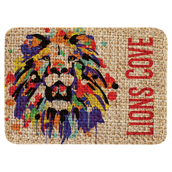 3 1/2" x 2 1/2" Burlap Rectangle Sublimatable Patch with Adhesive