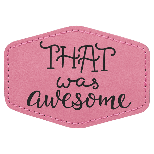 3 1/2" x 2 1/2" Hex Pink Laserable Leatherette Patch with Adhesive