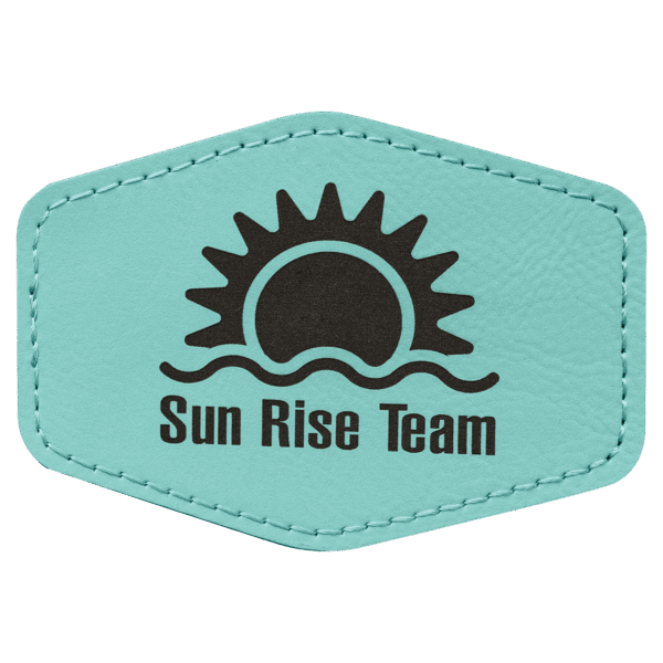 3 1/2" x 2 1/2" Hex Teal Laserable Leatherette Patch with Adhesive