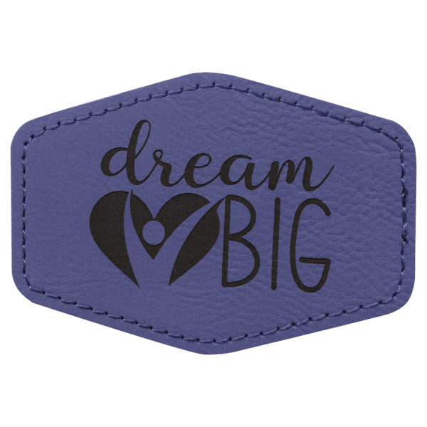 3 1/2" x 2 1/2" Hex Purple Laserable Leatherette Patch with Adhesive