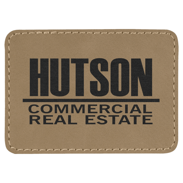3 1/2" x 2 1/2" Light Brown Laserable Leatherette Rectangle Patch with Kota Pro Adhesive