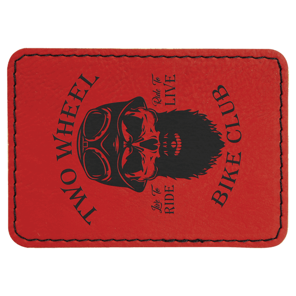3 1/2" x 2 1/2" Red Laserable Leatherette Rectangle Patch with Kota Pro Adhesive