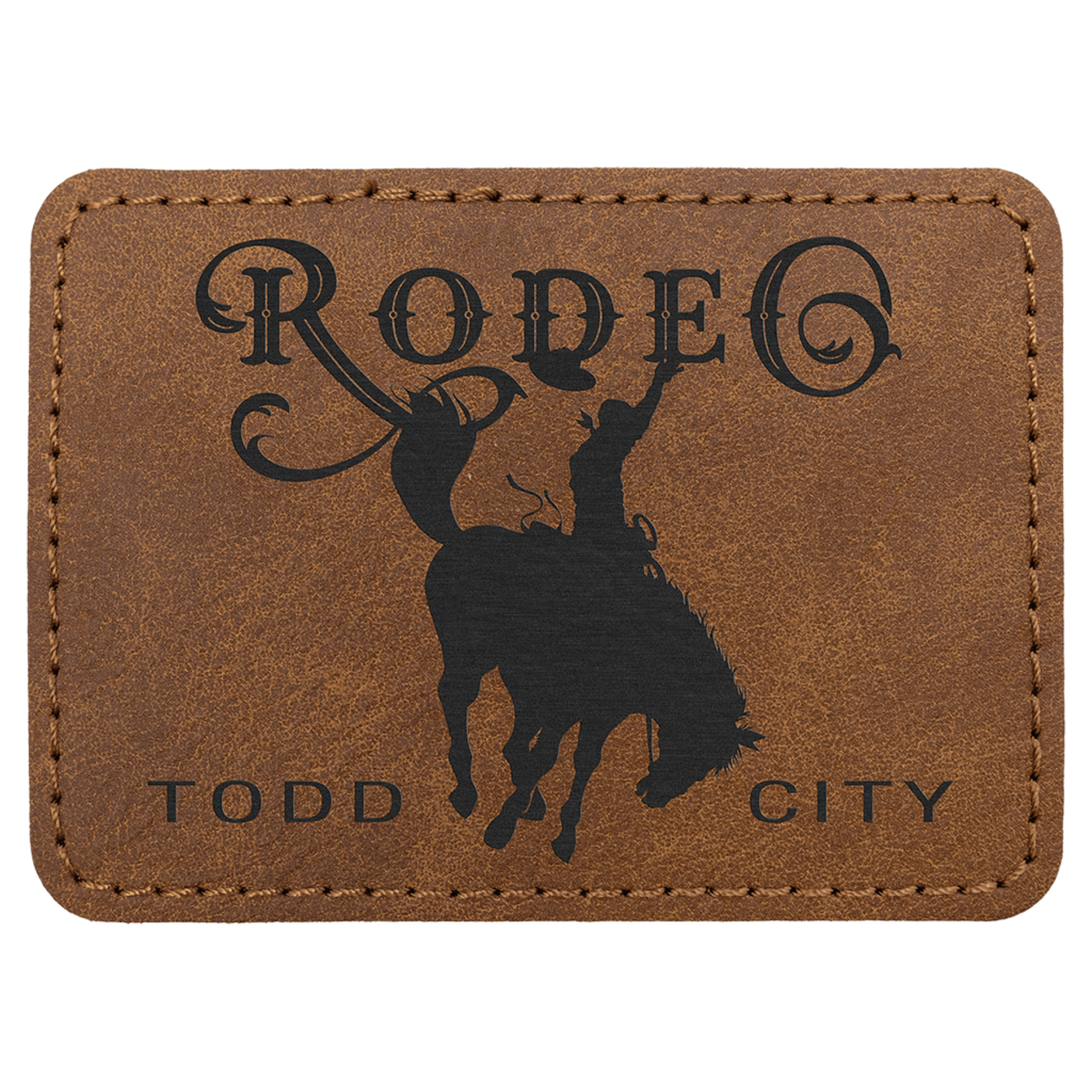 3 1/2" x 2 1/2" Dark Brown Premier Laserable Leatherette Rectangle Patch with Kota Pro Adhesive - Creekside Collection