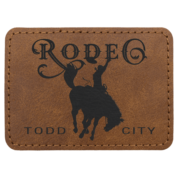 3 1/2" x 2 1/2" Dark Brown Premier Laserable Leatherette Rectangle Patch with Kota Pro Adhesive - Creekside Collection