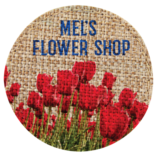 2 1/2" Round Burlap Sublimatable Patch with Adhesive