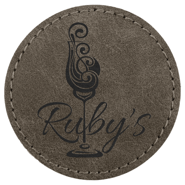 2 1/2" Dark Gray Patch Premier Laserable Leatherette Round Patch with Kota Pro Adhesive - Creekside Collection