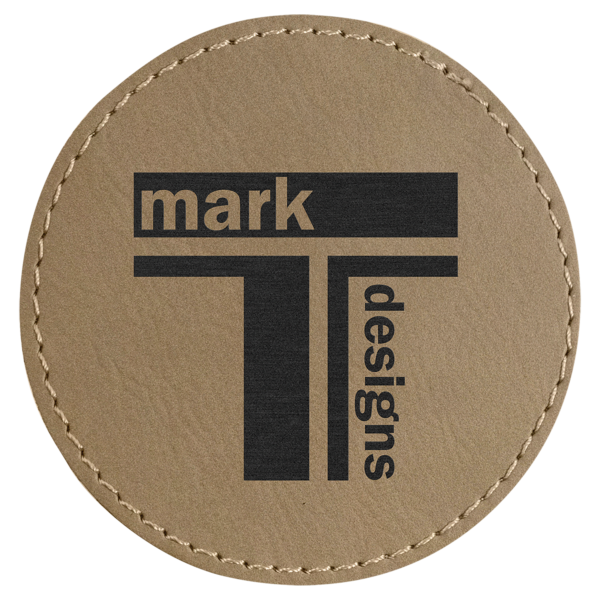 3" Round Light Brown Laserable Leatherette Patch with Adhesive