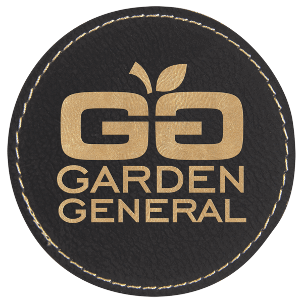 3" Round Black/Gold Laserable Leatherette Patch with Adhesive