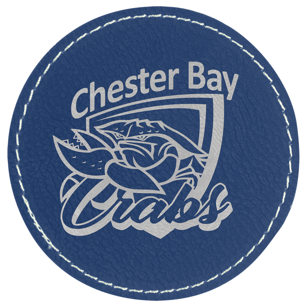 3" Round Blue/Silver Laserable Leatherette Patch with Adhesive