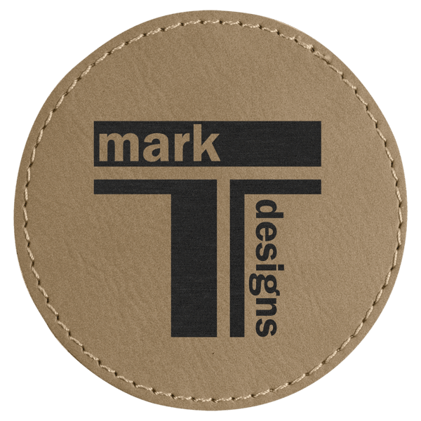 3" Light Brown Laserable Leatherette Round Patch with Kota Pro Adhesive