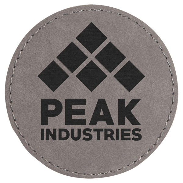 3" Gray Laserable Leatherette Round Patch with Kota Pro Adhesive