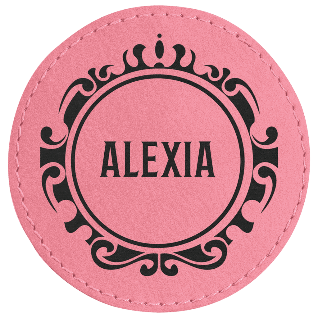 3" Pink Laserable Leatherette Round Patch with Kota Pro Adhesive